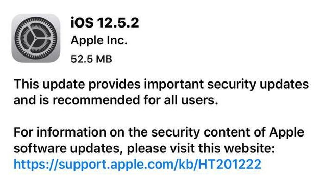 克山苹果手机维修分享iOS12.5.2发布，建议所有老苹果用户安装 